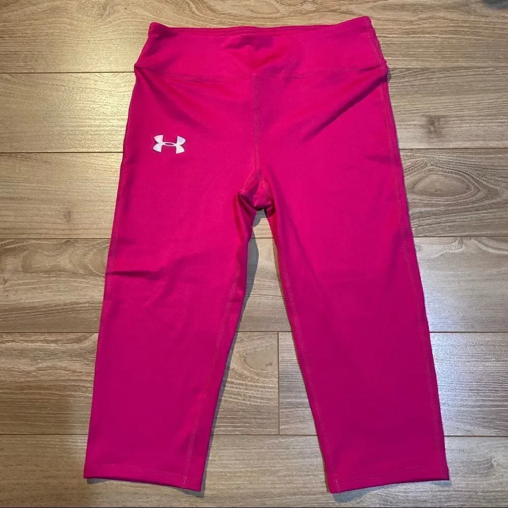 ‎Underarmour girls pink Capri leggings size medium